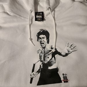 White Bruce Lee hooded sweatshirt